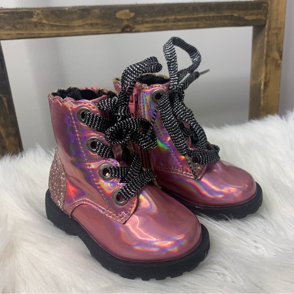 Self Esteem Shimmering Pink Kids Boots Sz 5 - Picture 1 of 9